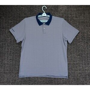 BONOBOS Shirt Mens XL Blue White Striped Stretch Performance Golf Polo Preppy